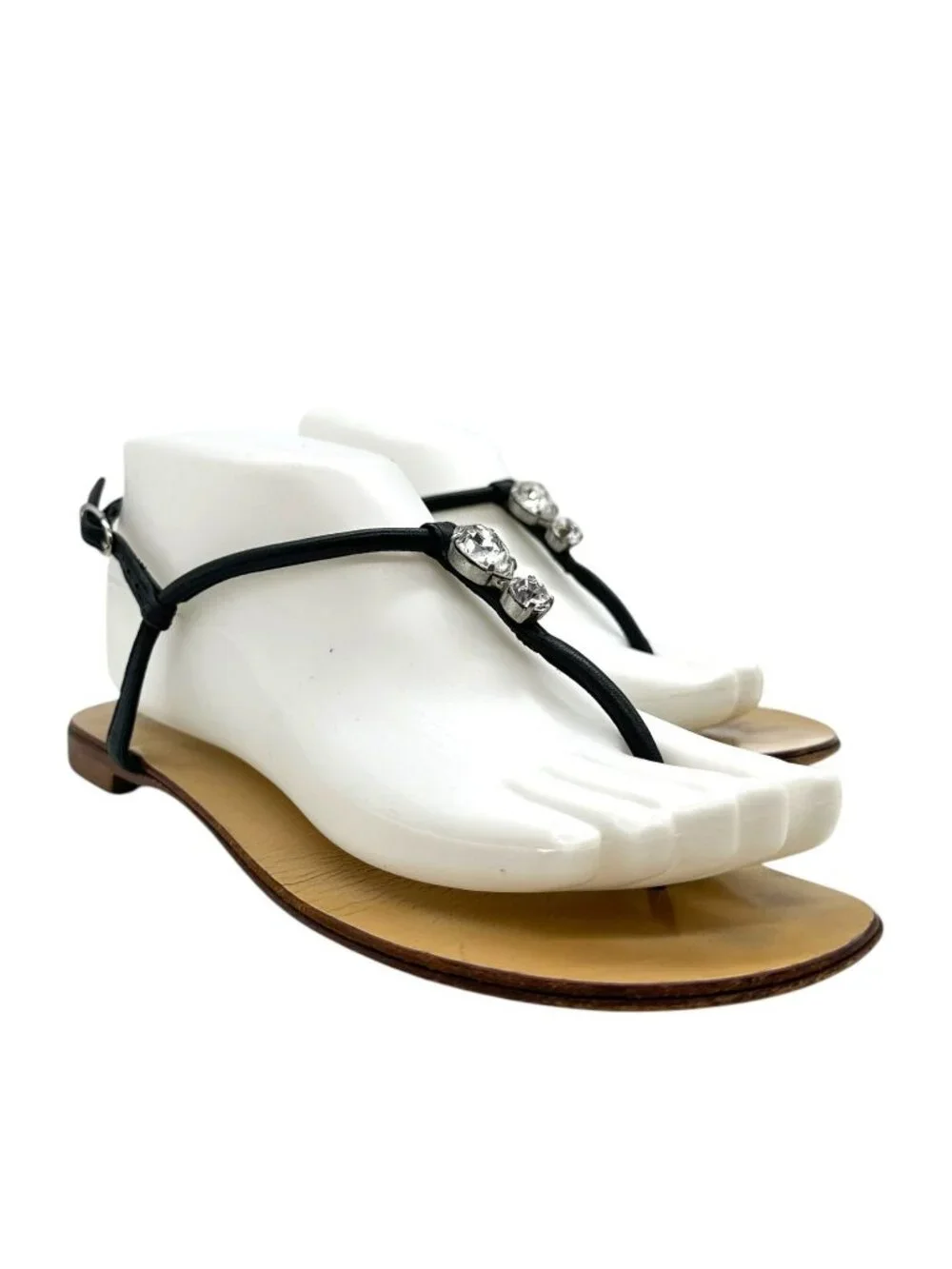 Giuseppe Zanotti Crystal Embellished Leather Thong Sandals 36.5 6.5 Bling Jewel